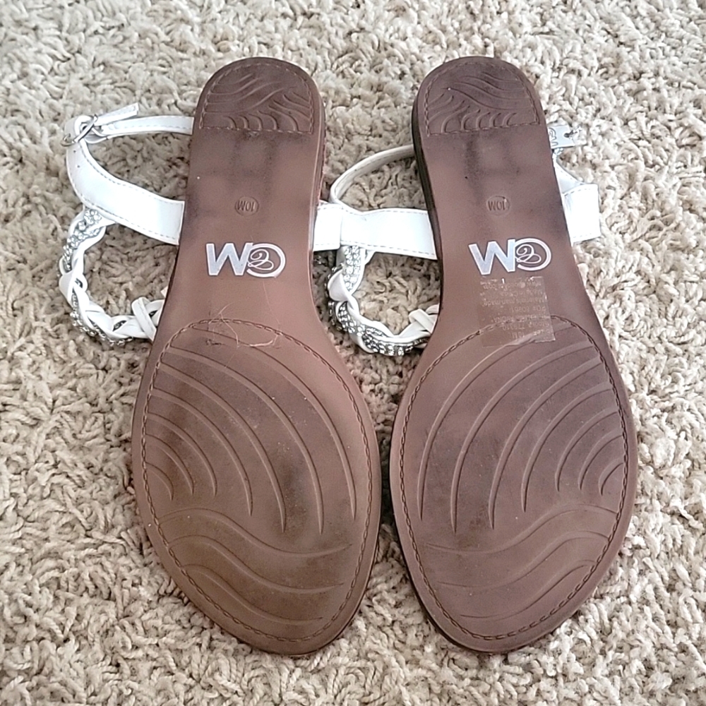 White Rhinestone Sandals - Picture 3 of 5